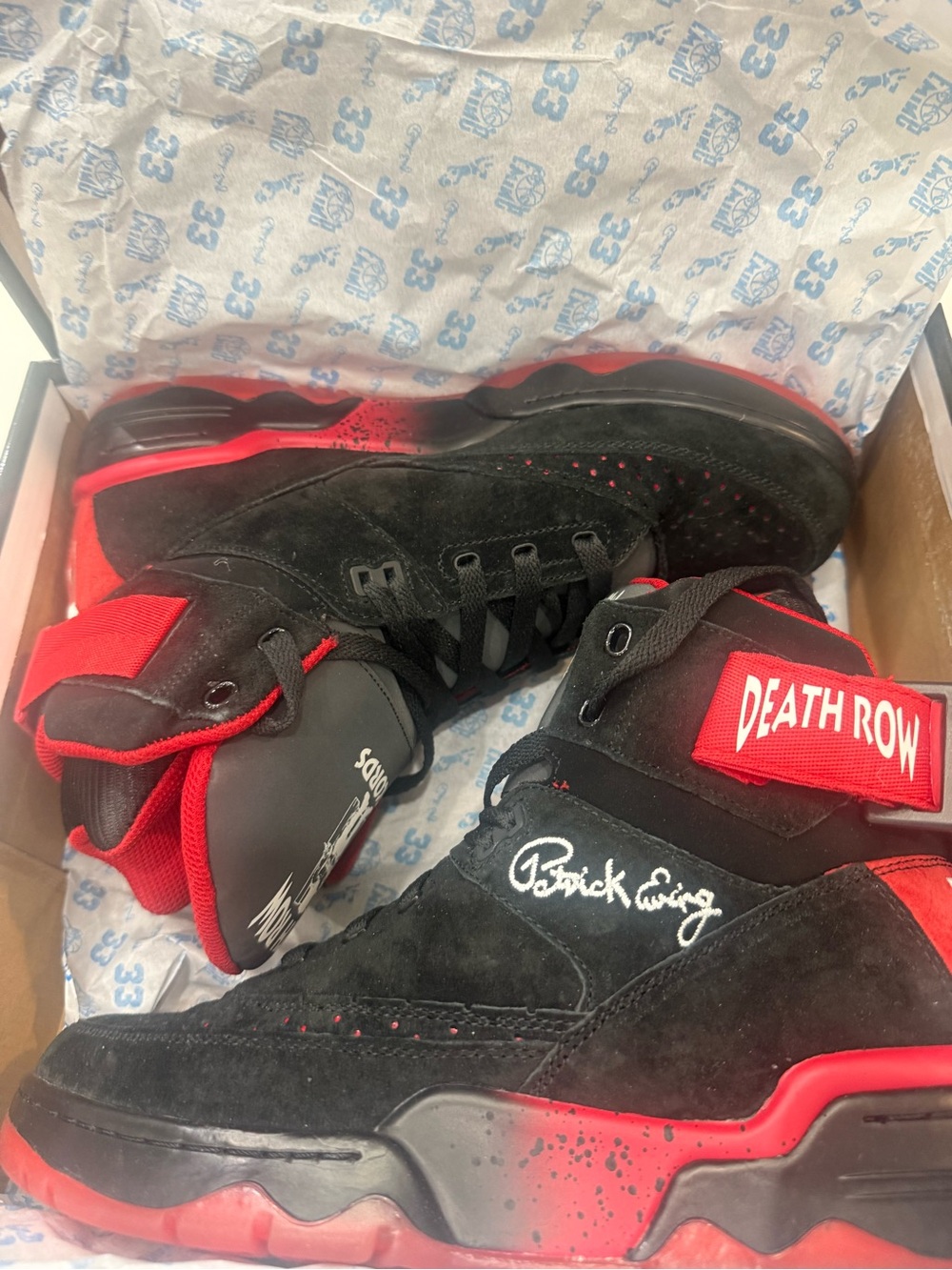 Patrick Ewing Athletics “Death Row”  High-Top Bball Shoes - Red & Black Suede - Picture 11 of 16
